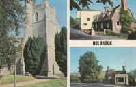 Old Postcard of Holbrook showing the Church and two other views